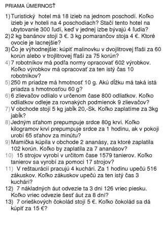 Priama úmera pre piatakov